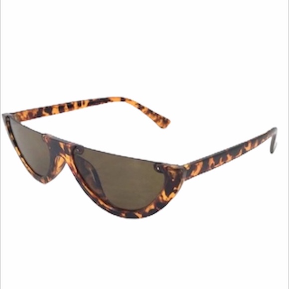 Flat Top Moon Shape Semi Rimless Frame Cat Eye Sunglasses - Various Colors - Picture 4 of 5